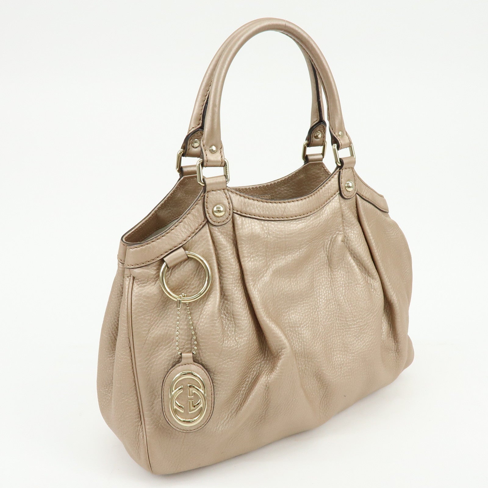 GUCCI Sukey Interlocking G GG Leather Tote Bag Hand Bag Pink 211944
