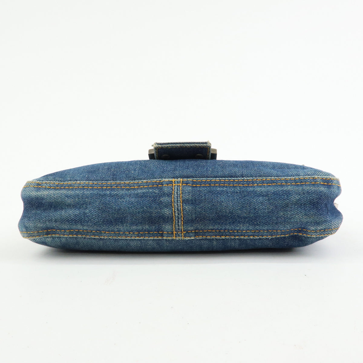 FENDI Mamma Baguette Denim Leather Shoulder Bag Blue 26424