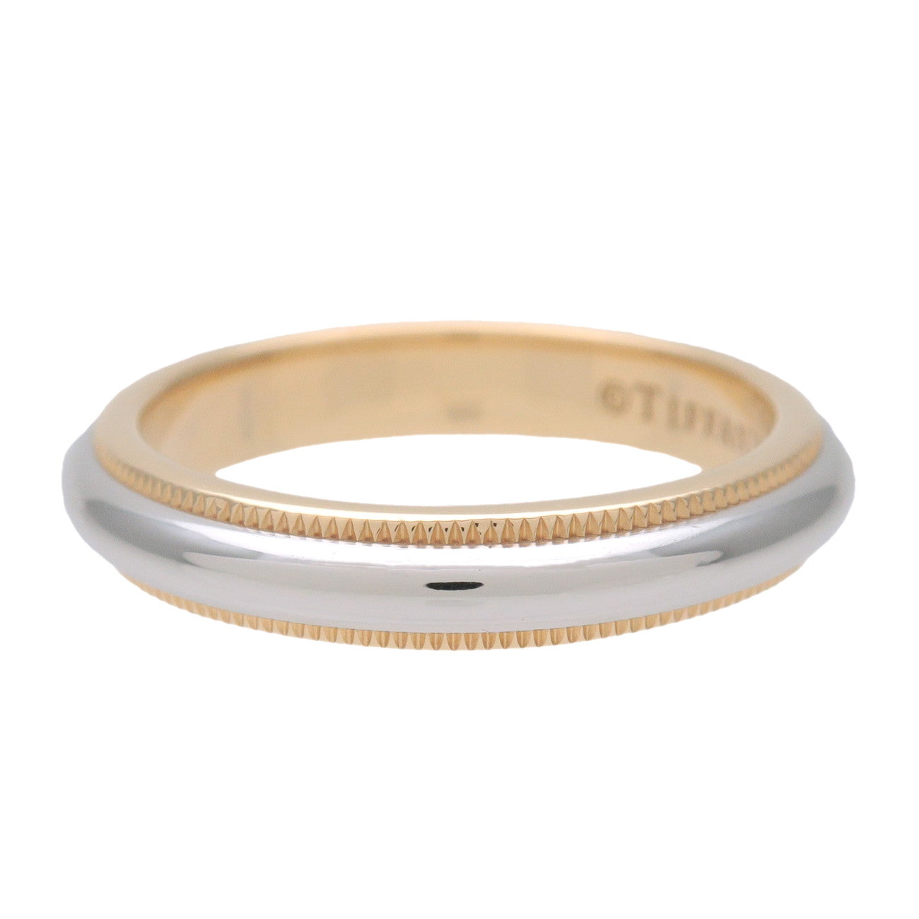 TiTiffany & Co Milgrain Band Ring PT950 K18 750YG US5.25 EU50
