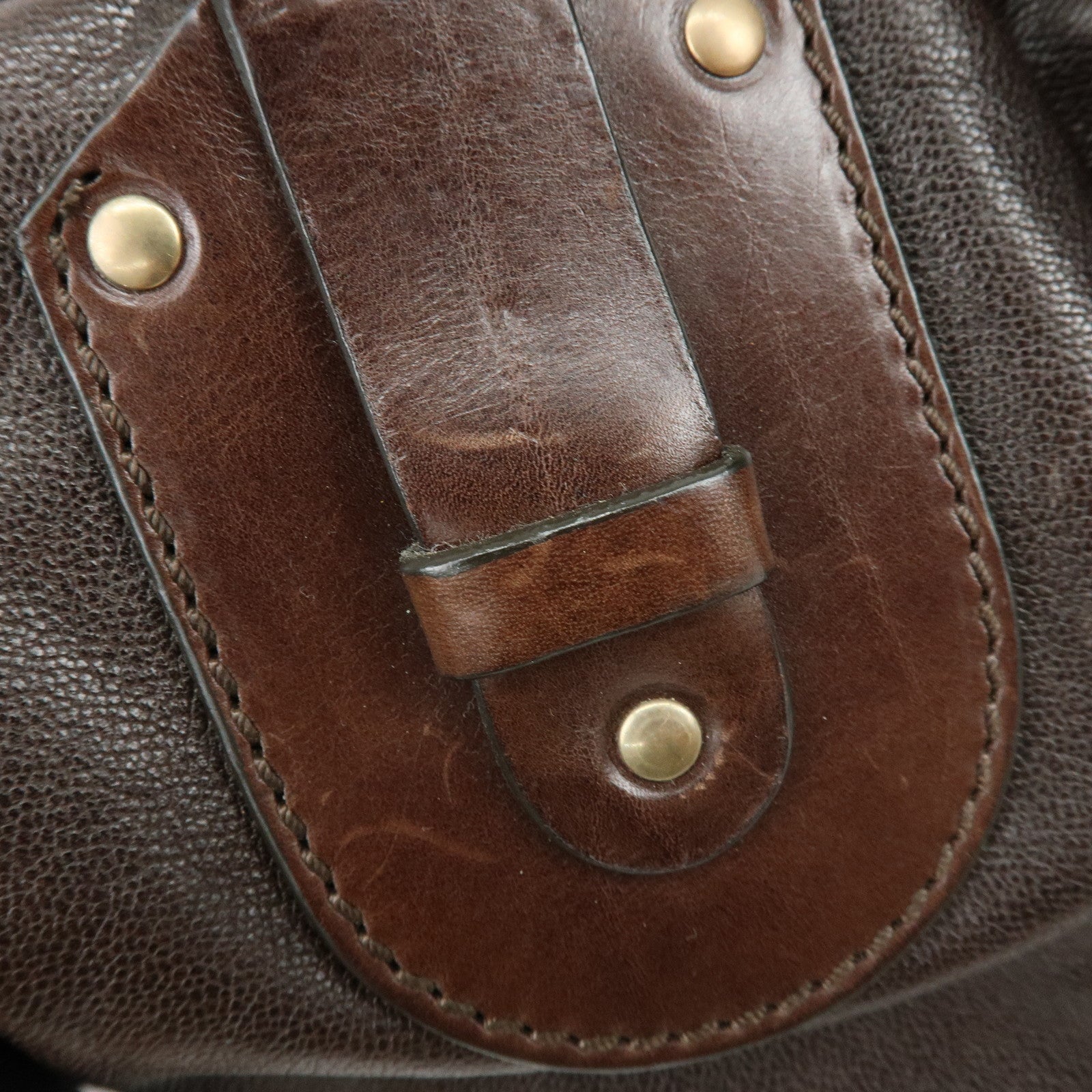 Chloe Kerala Leather Hand Bag Satchel Bag Brown Gold