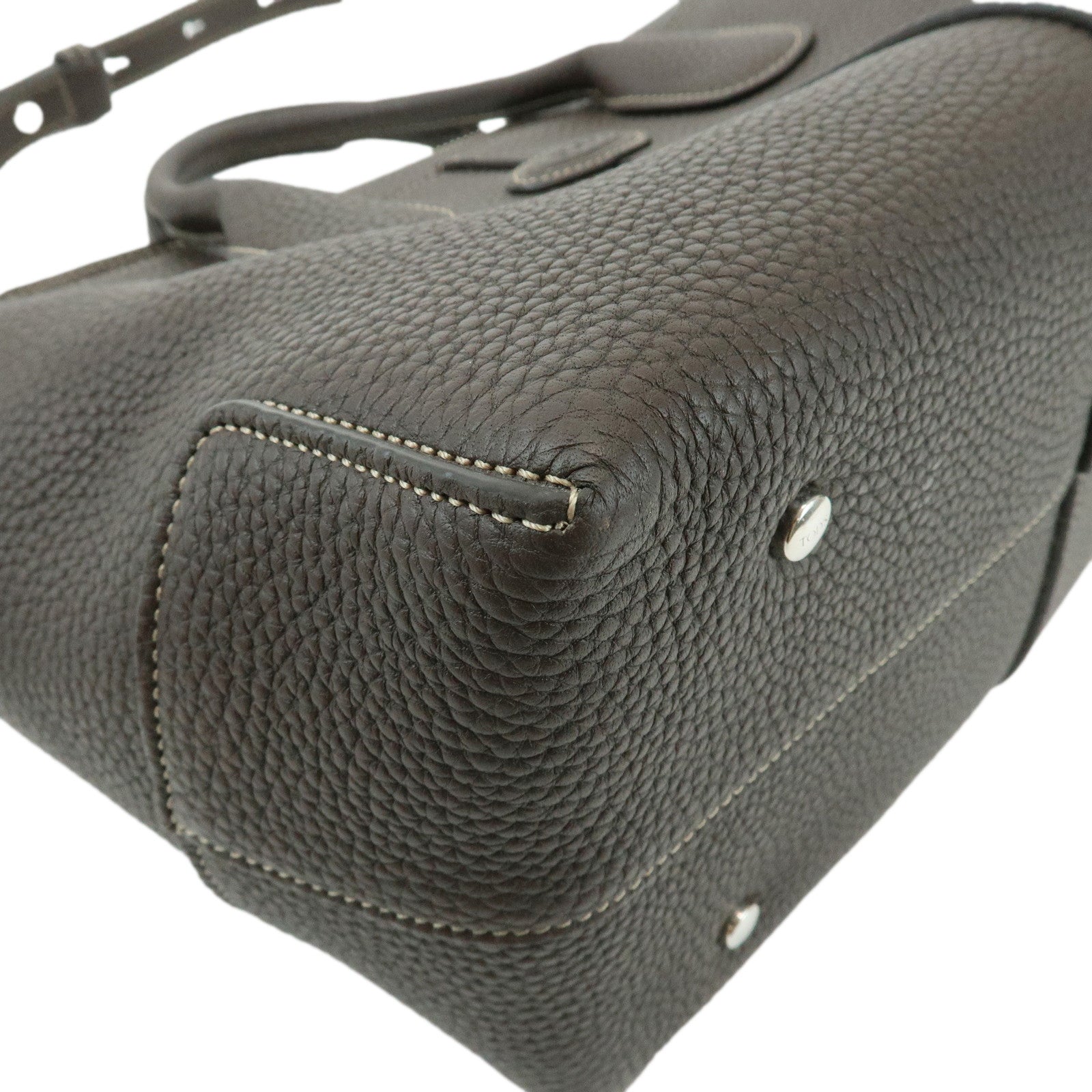 TOD'S Di Leather 2Way Bag Hand Bag Shoulder Bag Dark Brown