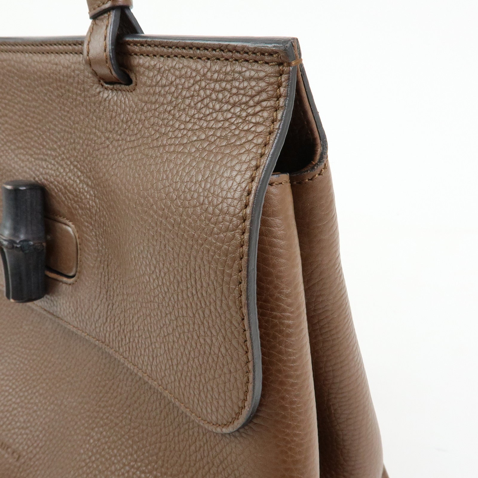GUCCI Bamboo Daily Medium Leather 2Way Bag Limited Edition Brown 392013