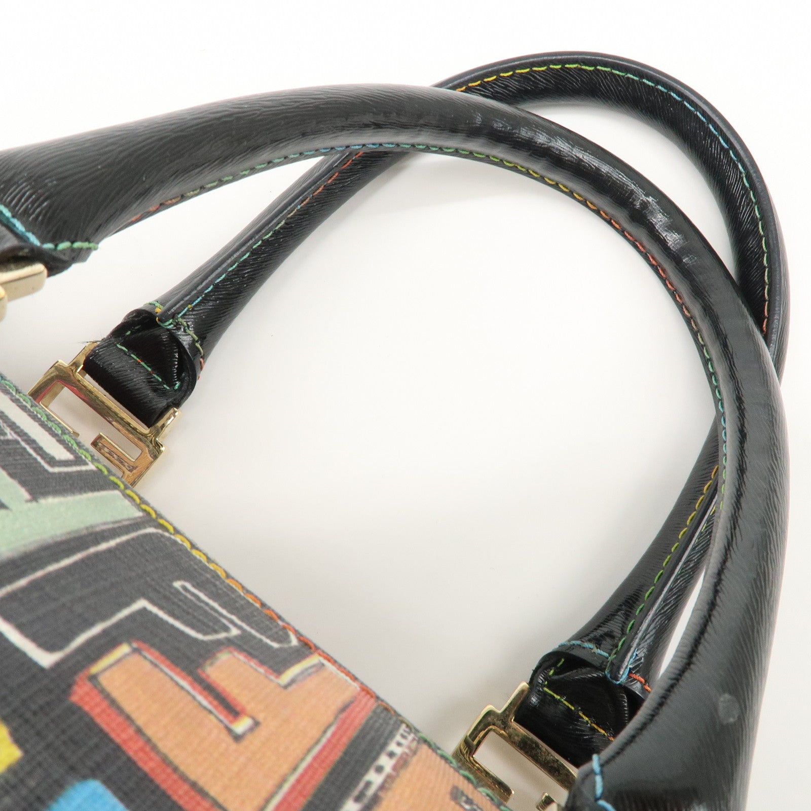 FENDI Zucca PVC Leather Mini Boston Bag Hand Bag Multi Color 8BL068 Used