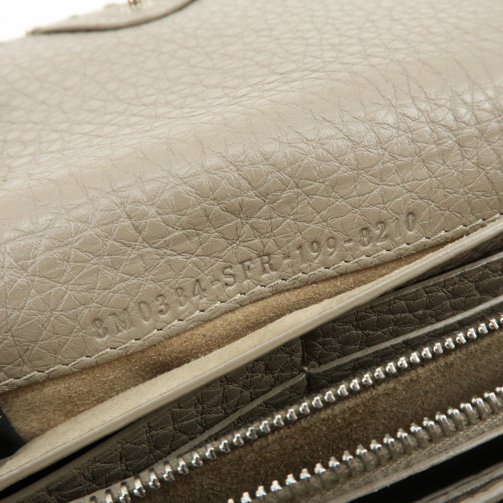FENDI Selleria Leather Bi-fold Long Wallet Greige 8M0384