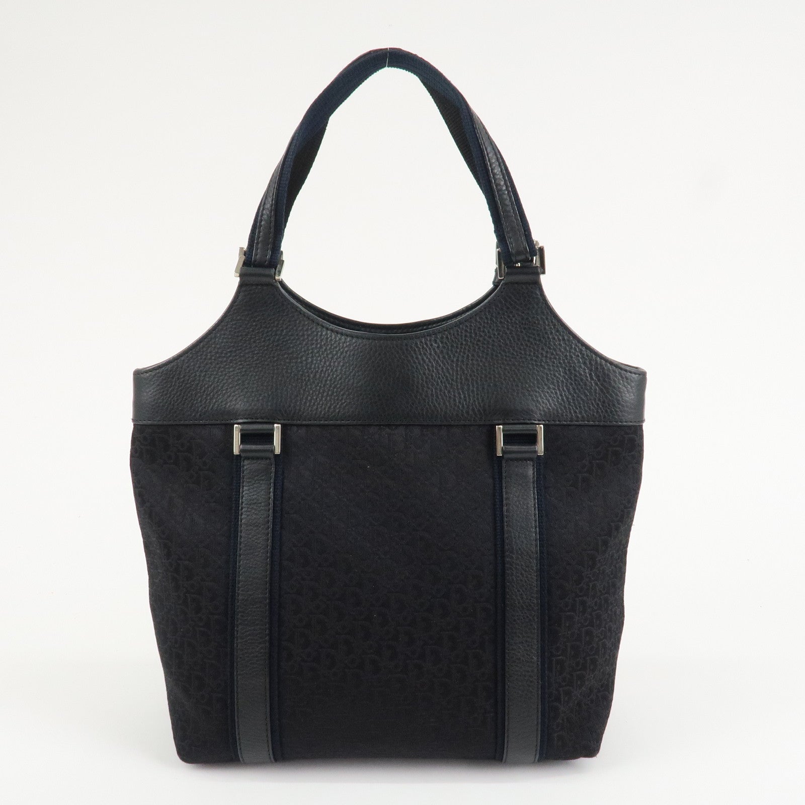 Christian Dior Street Chic Trotter Canvas Leather Tote Bag Black Used