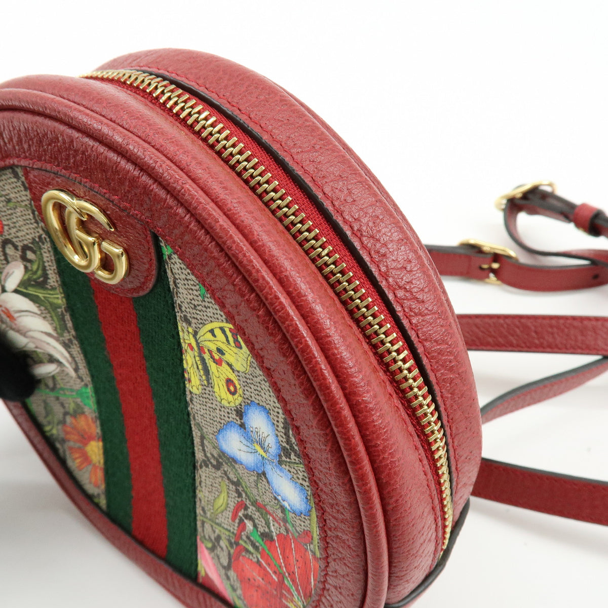 GUCCI Ophidia Sherry Flora GG Supreme Leather Backpack Red Beige 598661