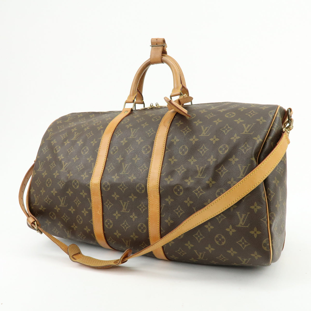 Louis Vuitton Monogram Keep All Bandouliere 55 Boston Bag Brown M41414