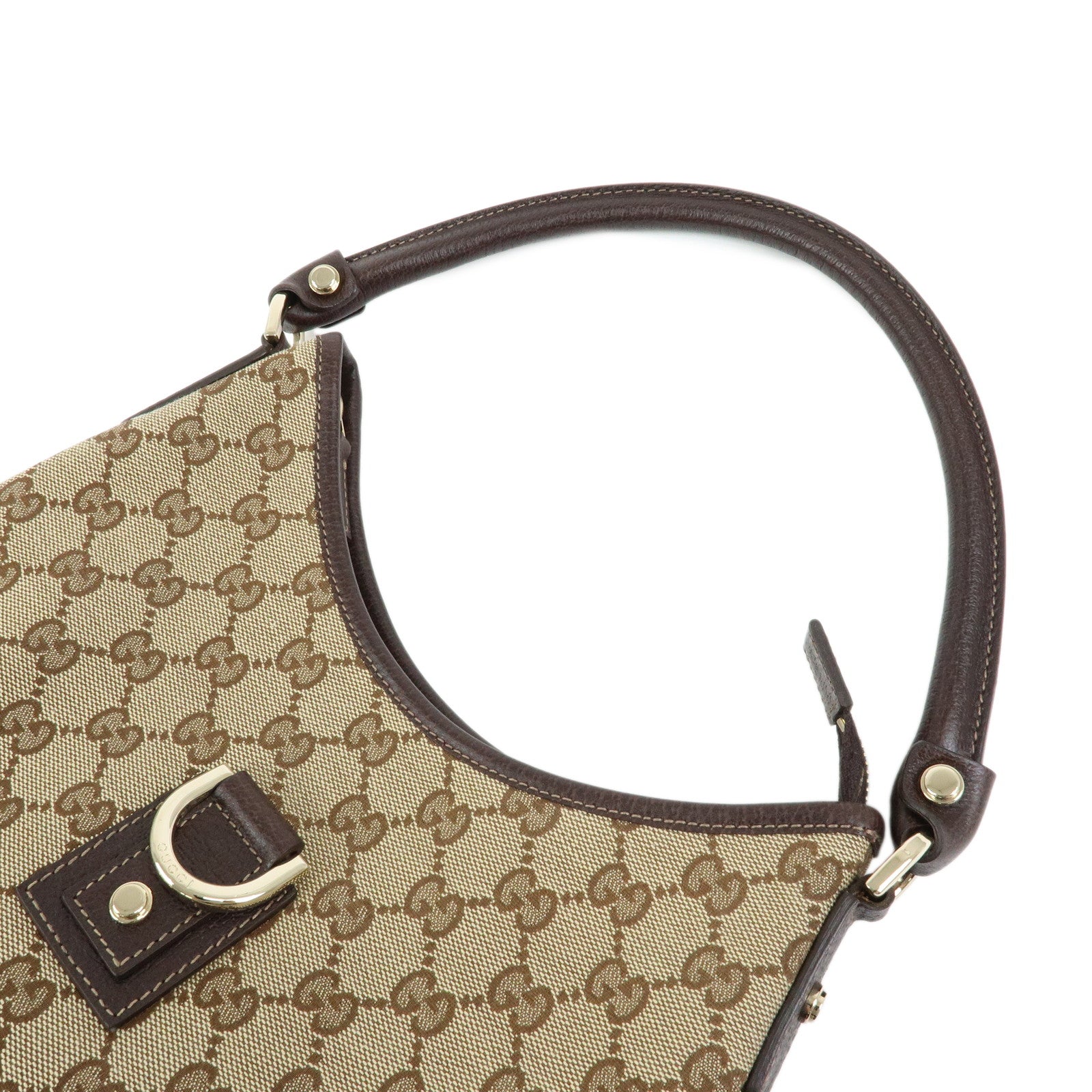 GUCCI Abby GG Canvas Leathe Shoulder Bag Hand Bag Beige Brown 130733