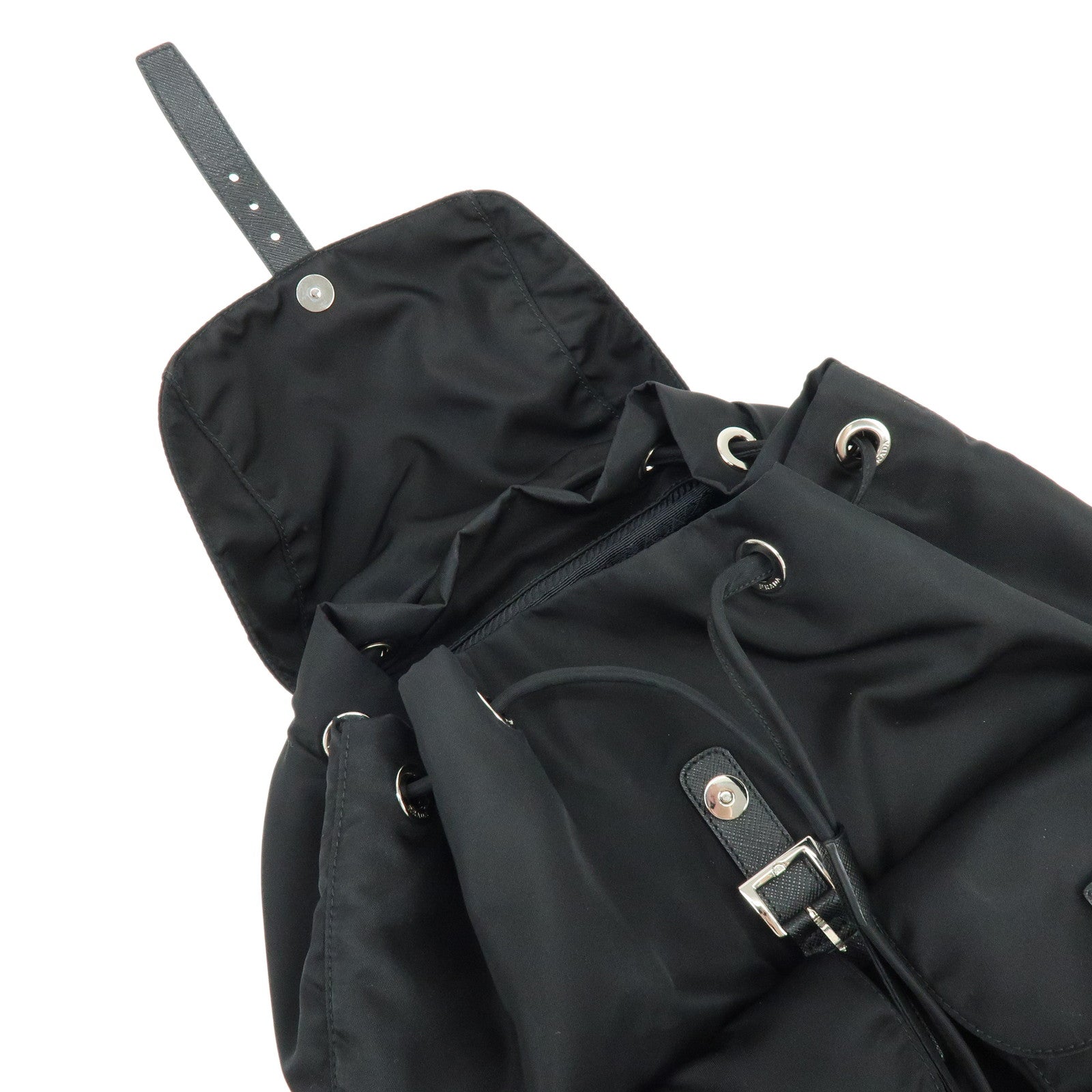 PRADA Triangle Logo Nylon Saffiano Leather Backpack Rucksack 1BZ811