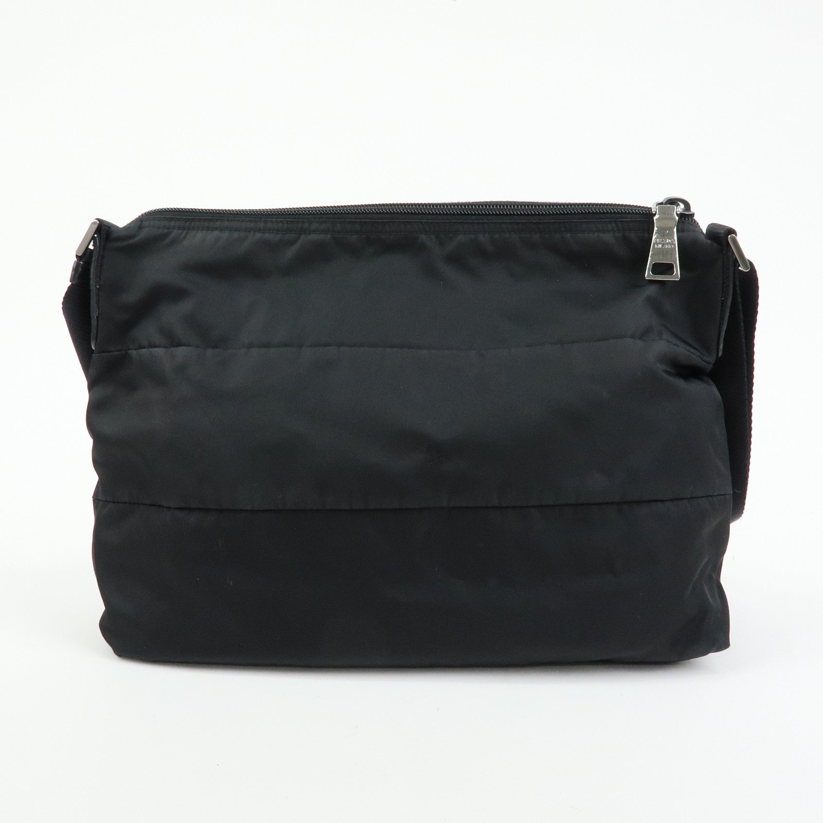 PRADA Triangle Logo Nylon Leather Shoulder Bag Crossbody Bag Black