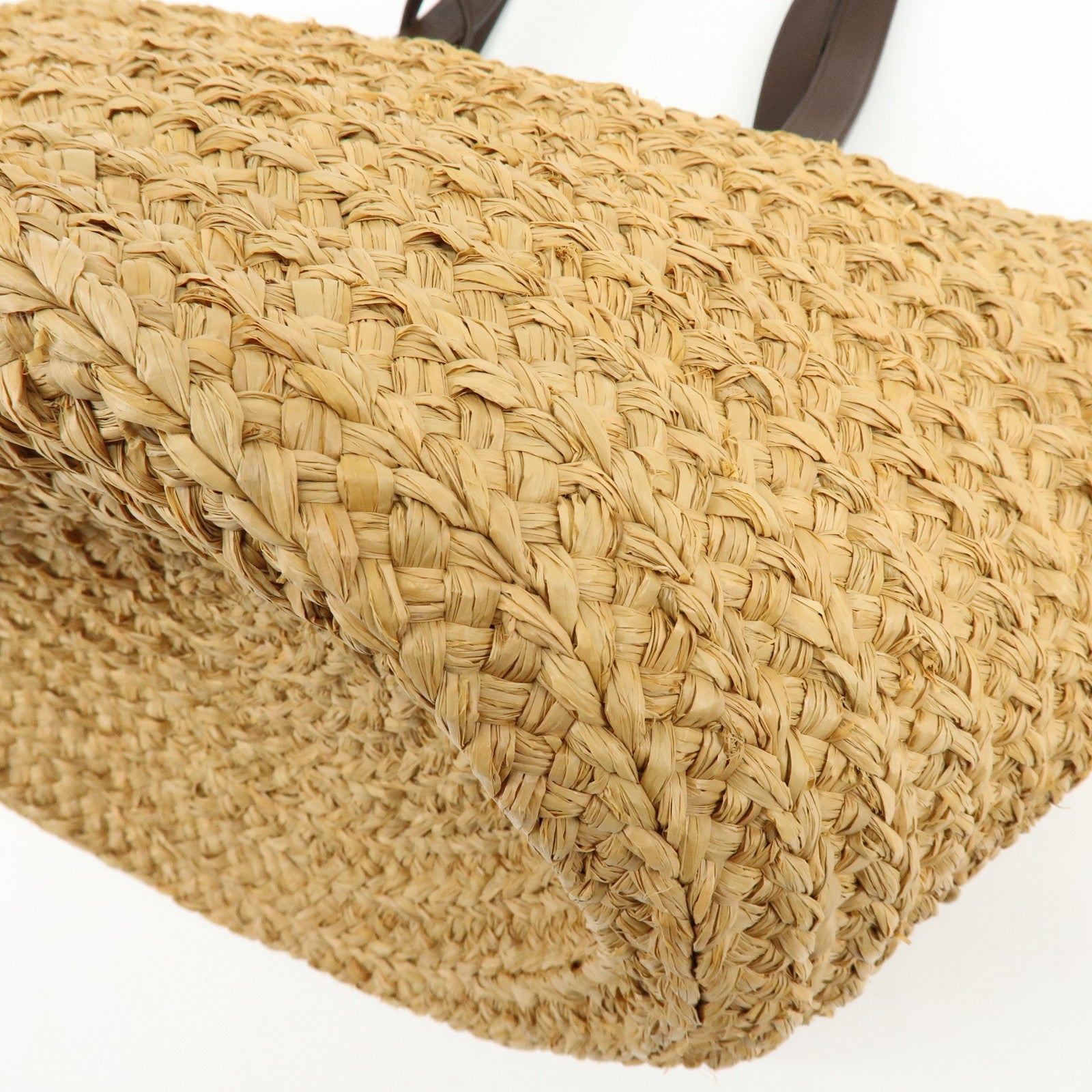 SAINT LAURENT PARIS Raffia Leather Panier Tote Bag Natural 579521