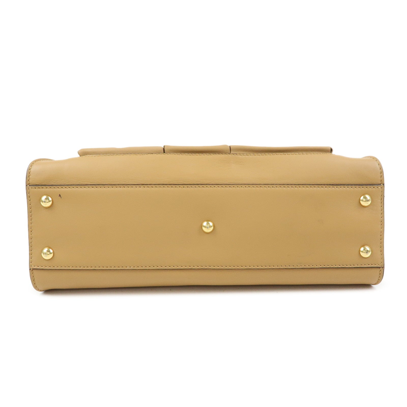 FENDI Peekaboo Leather Iconic Utility 2Way Hand Bag Shoulder Bag Beige