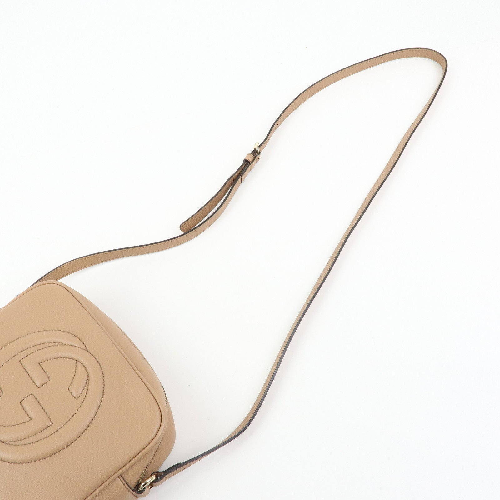 GUCCI SOHO Interlocking G Leather Small Disco Bag Beige 308364