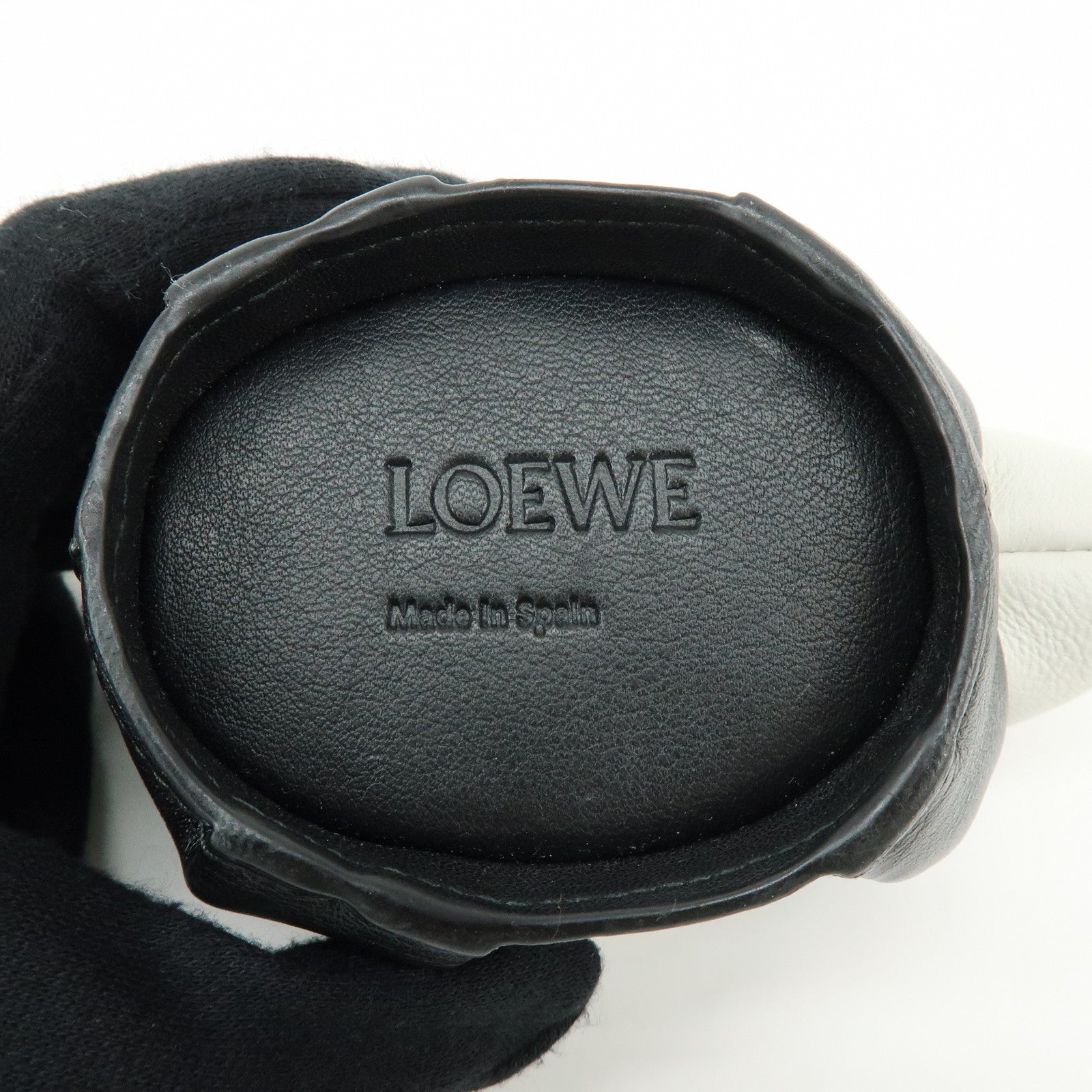 LOEWE PANDA Animal Leather Coin Case Coin Purse White Black
