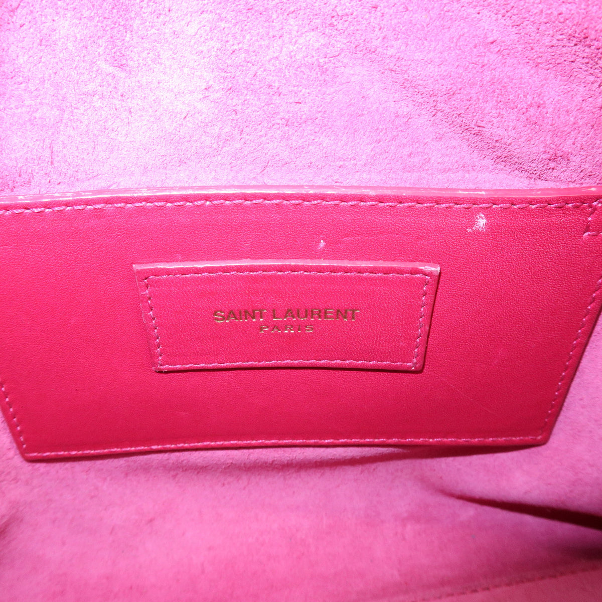 SAINT LAURENT PARIS Baby Duffle Leather 2Way Hand Bag Fuchsia 330958