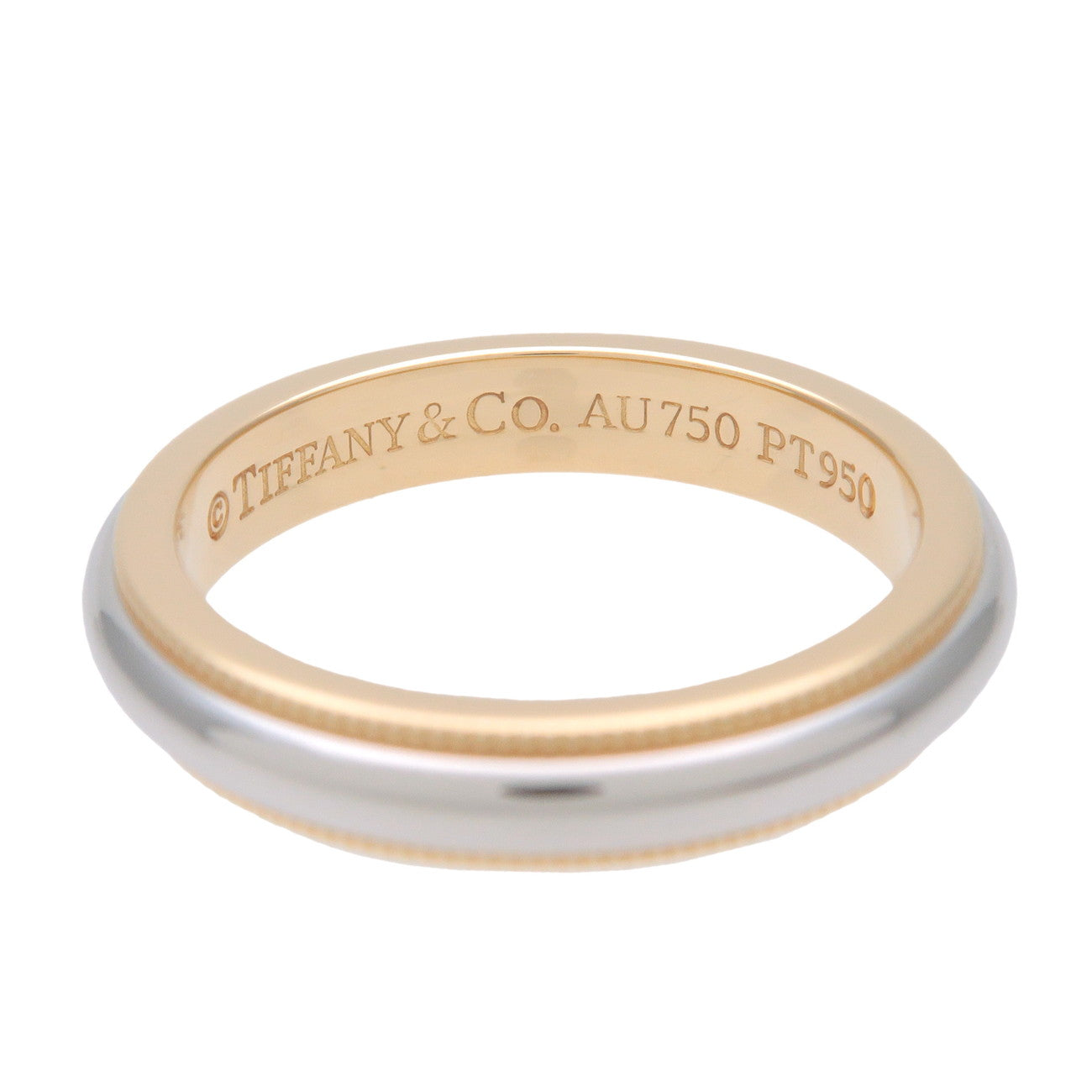 TiTiffany & Co Milgrain Band Ring PT950 K18 750YG US5 EU49