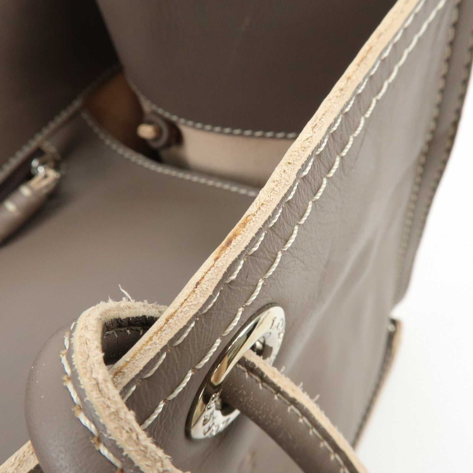 LOEWE Anagram Perforated Shopper Tote Bag Leather Shoulder Bag Brown
