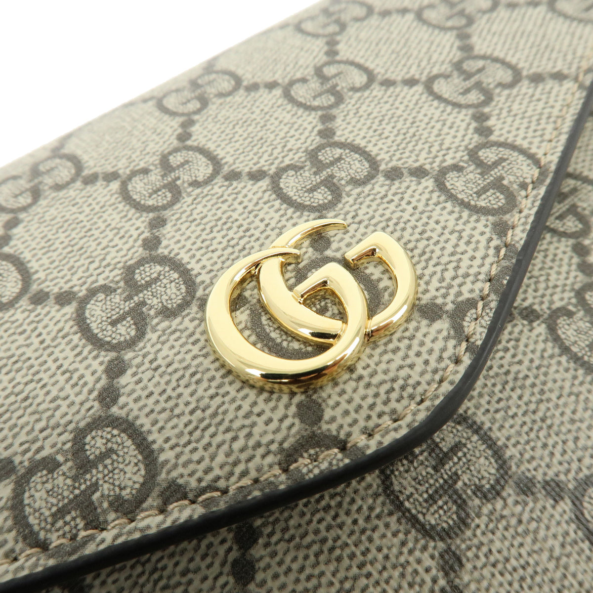 GUCCI Sherry Double G GG Supreme Leather Shoulder Bag Beige 764961