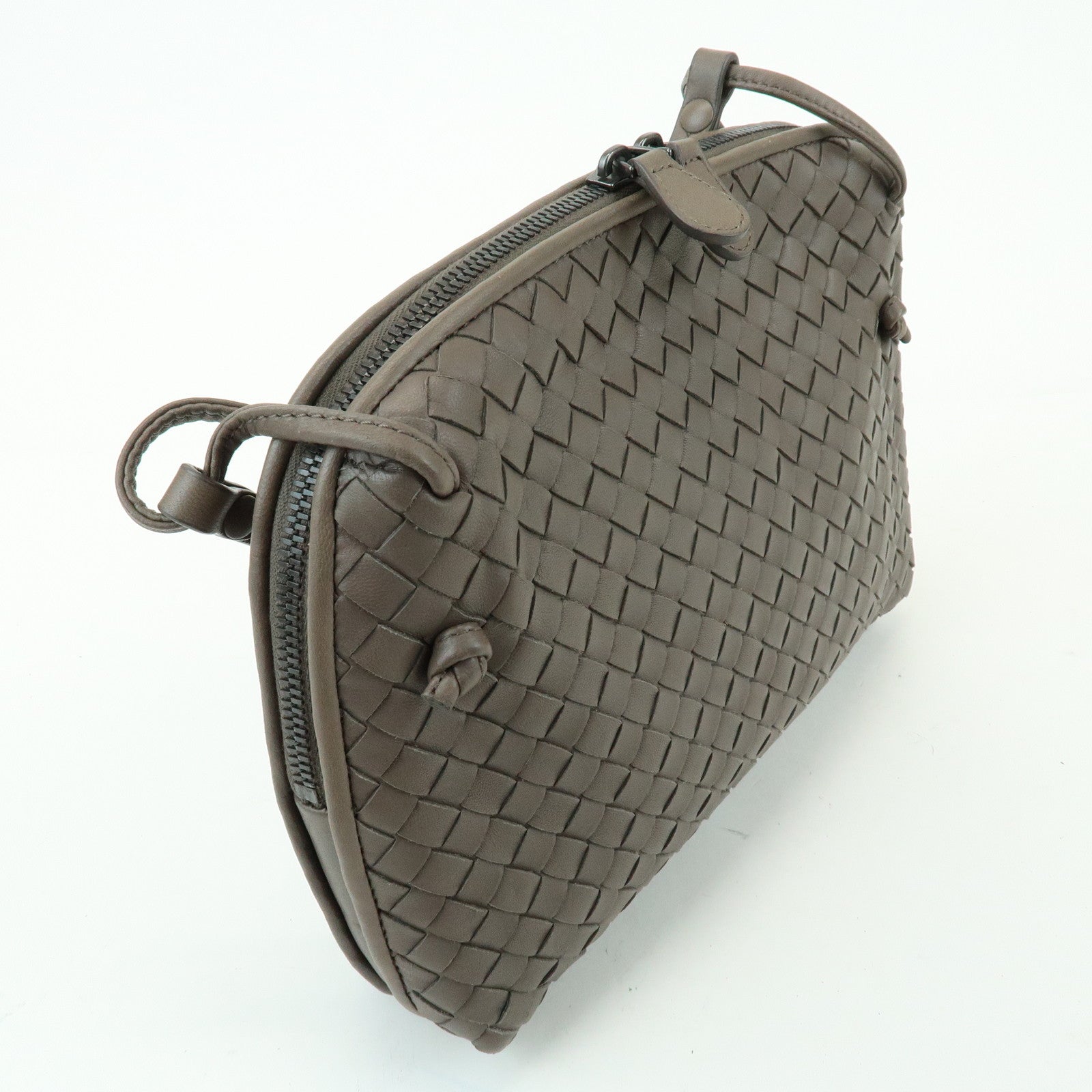 BOTTEGA VENETA Intrecciato Nodini Leather Shoulder Bag Brown