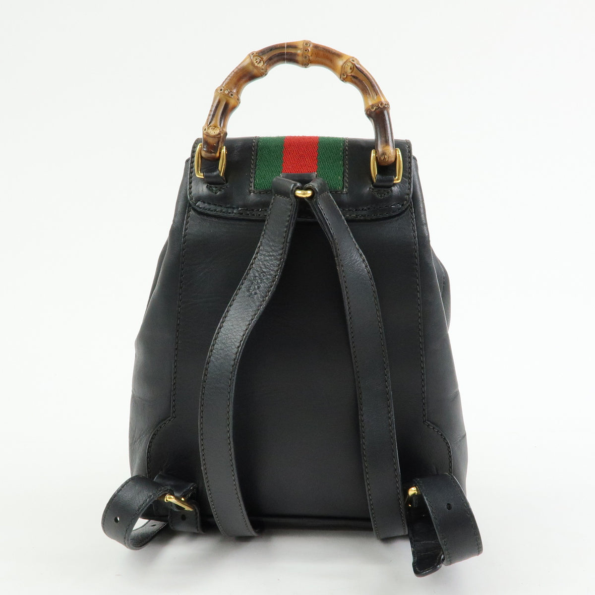 GUCCI Bamboo Sherry Leather Backpack Rucksack Black 003・2058・0044