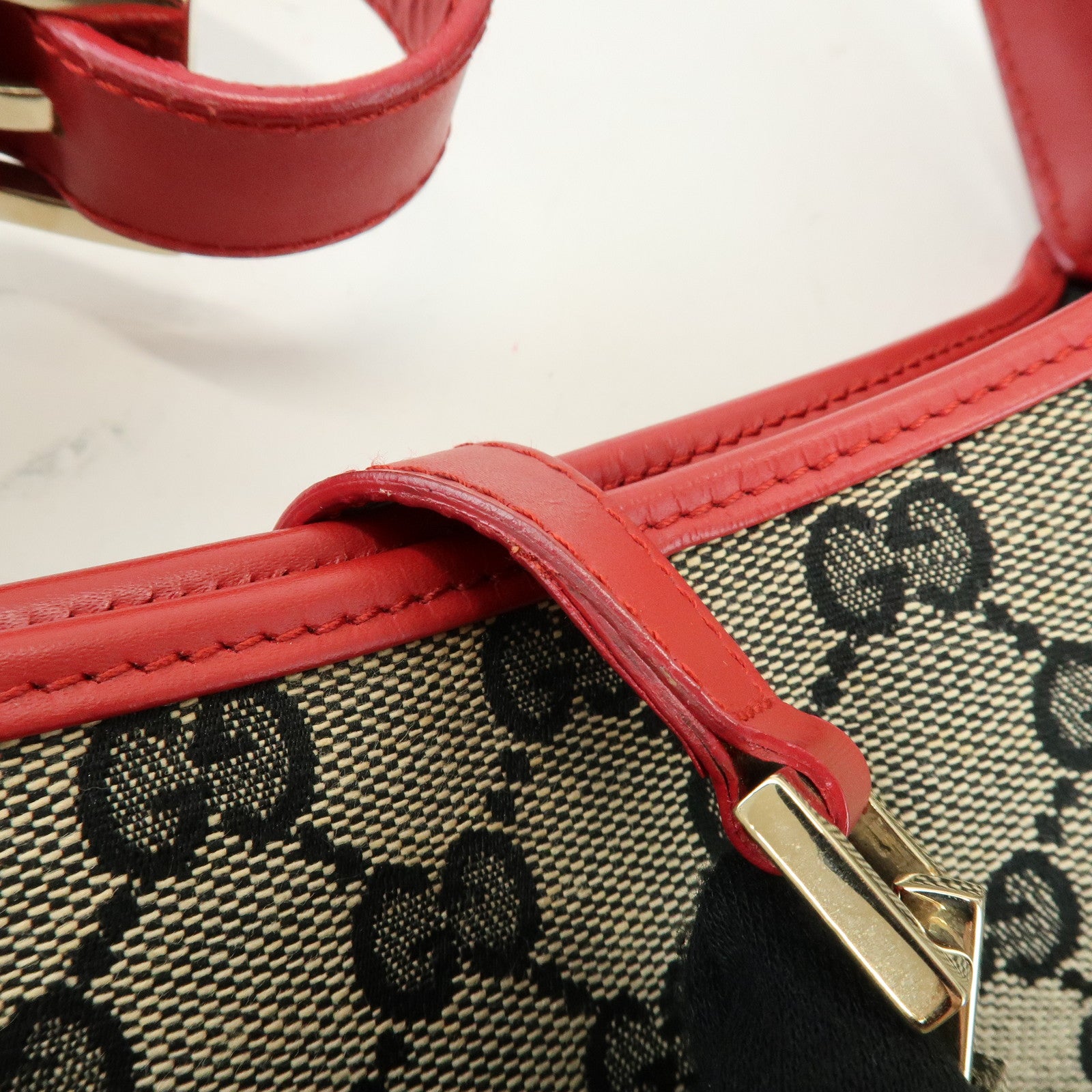GUCCI Jackie GG Canvas Leather Shoulder Bag Hand Bag Beige 001.3306