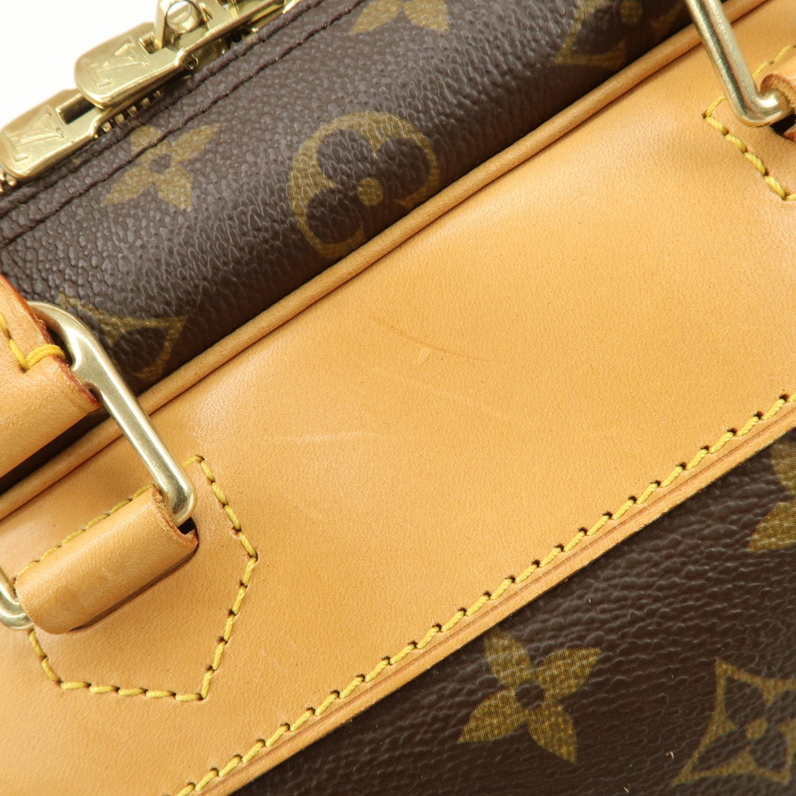 Louis Vuitton Monogram Deauville Hand Bag Brown M47270 Used