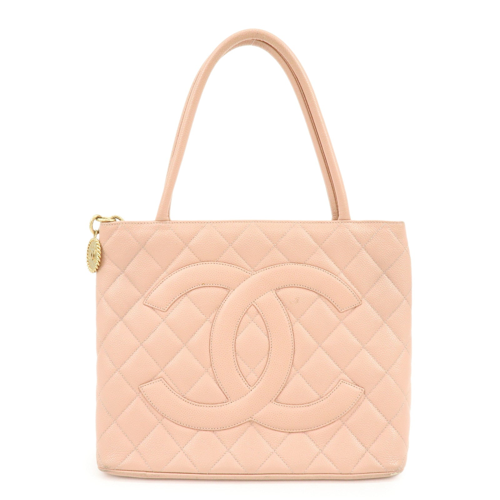 CHANEL Medallion Matelasse COCO Mark Caviar Skin Tote Bag A01804