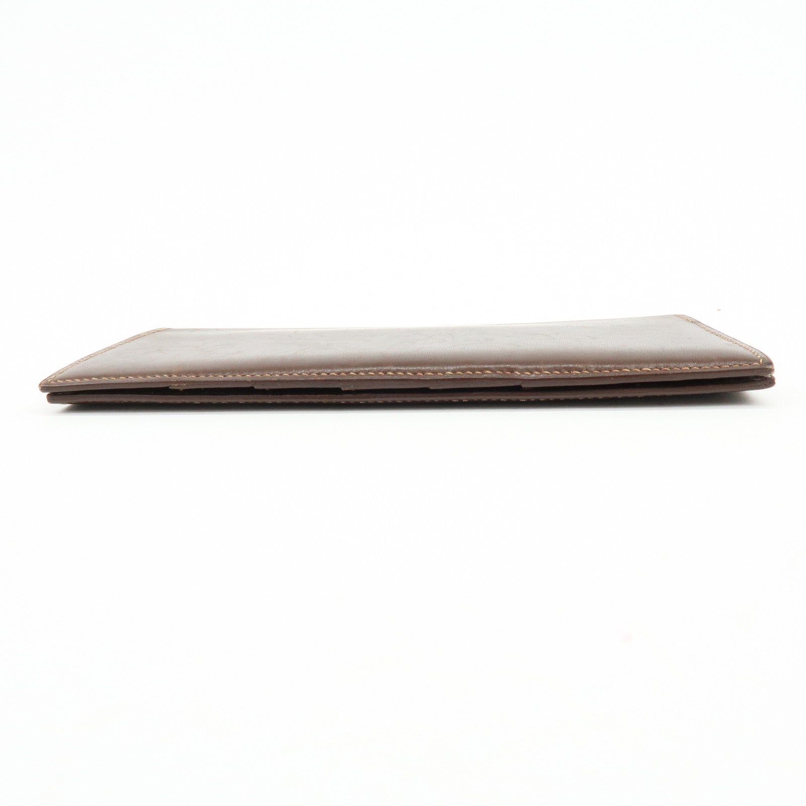 HERMES Box Calf Leather Long Bi-fold Wallet ☐FStamped Brown
