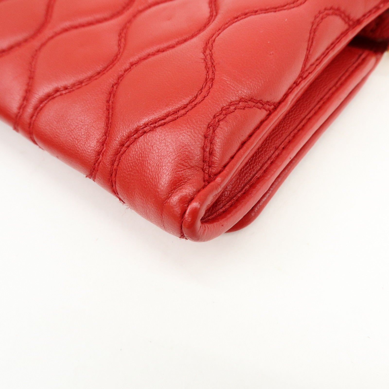 MIU MIU Nappa Leather Chain Long Wallet Shoulder Bag Red