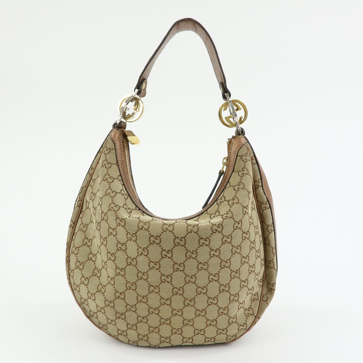 GUCCI GG Twins Interlocking G Medium Hobo Canvas Shoulder Bag 232962