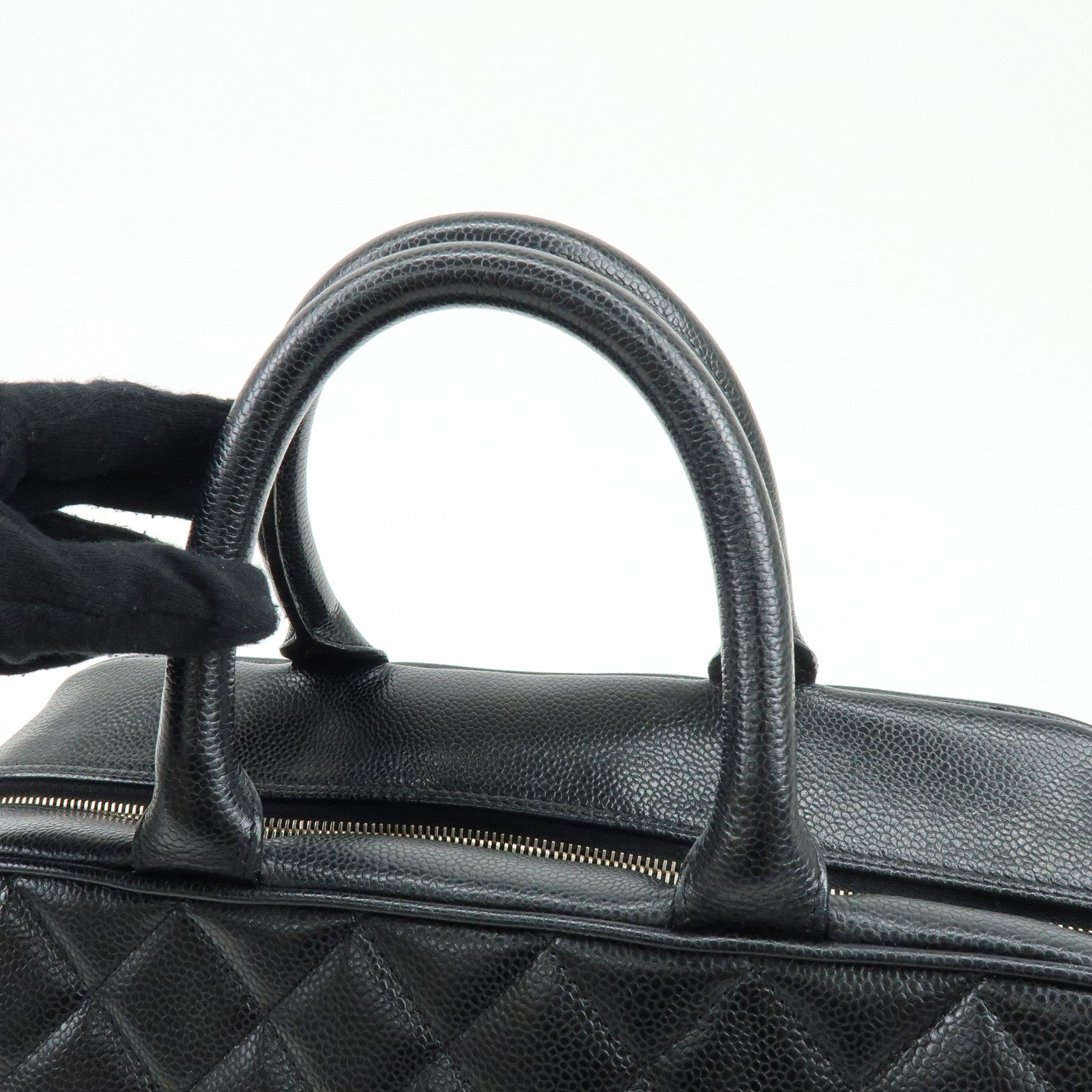 CHANEL Matelasse COCO Mark Caviarskin Boston Bag Hand Bag Black A20997