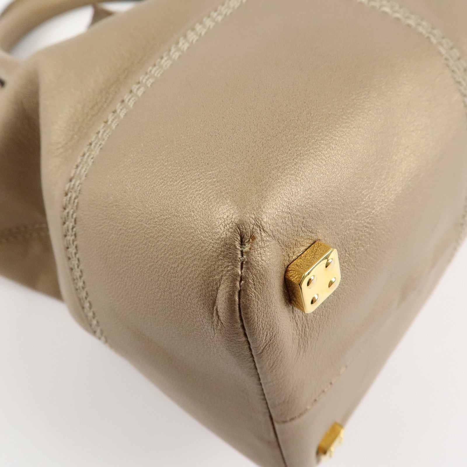 LOEWE Amazona Anagram Leather Fusta Tote Bag Hand Bag Beige Used