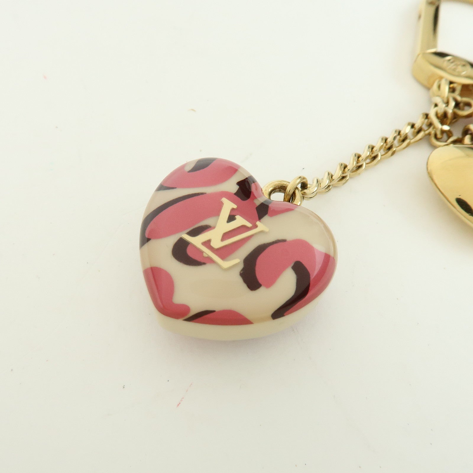 Louis Vuitton Porte Cles Leopard Bag Charm Blanc Corail M66263