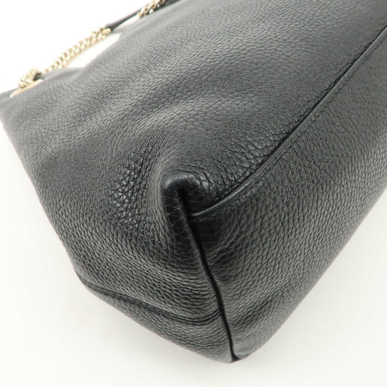 GUCCI SOHO Interlocking G Leather Chain Shoulder Bag Black 536196