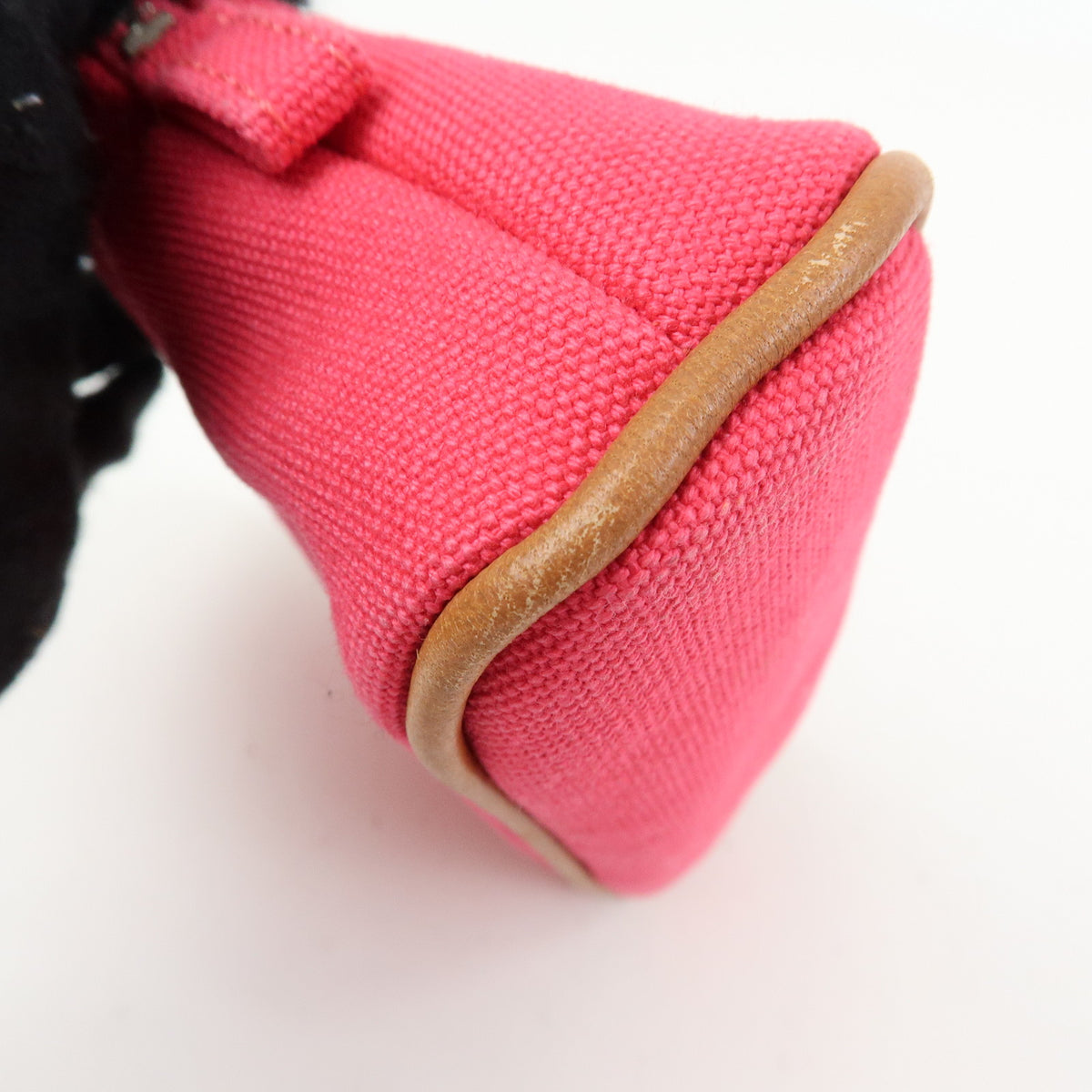 HERMES Bolide Mini Mini 16 Canvas Leather Pouch Pink Brown