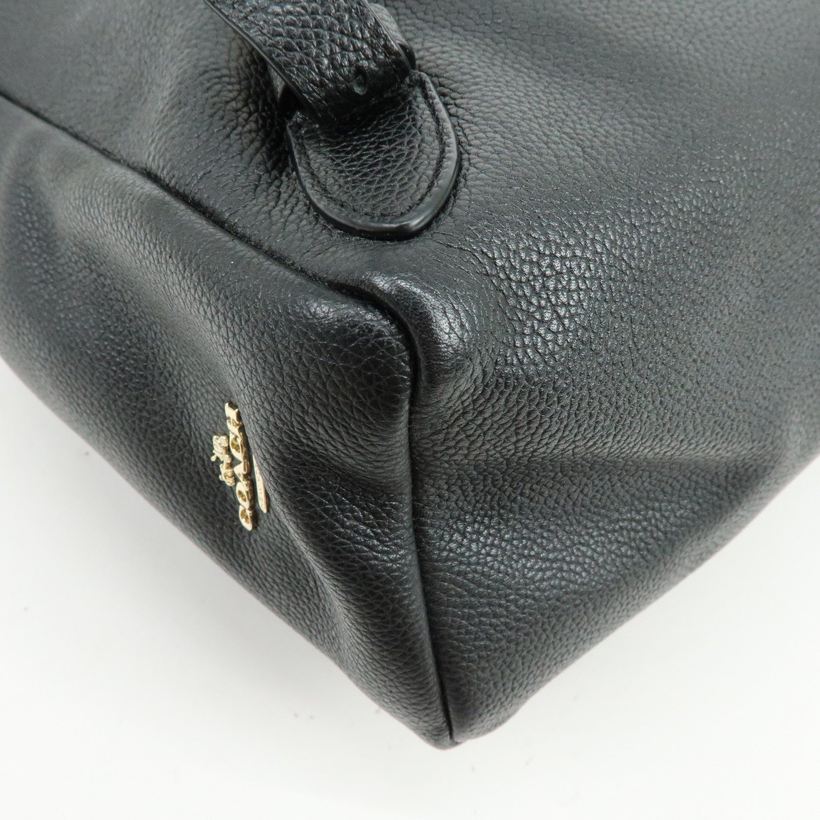 COACH Logo Leather Turn Lock Backpack Rucksack Black