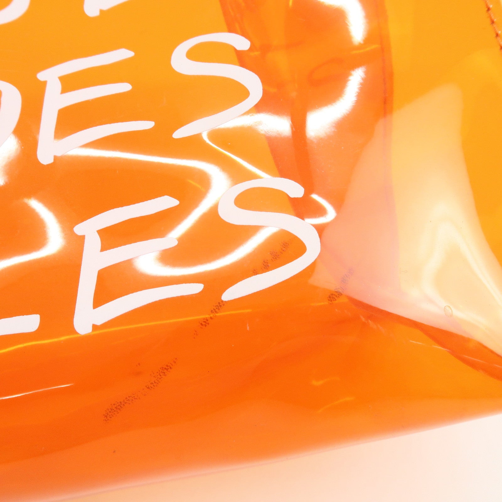 HERMES Kelly Vinyl Hand Bag Clear Orange