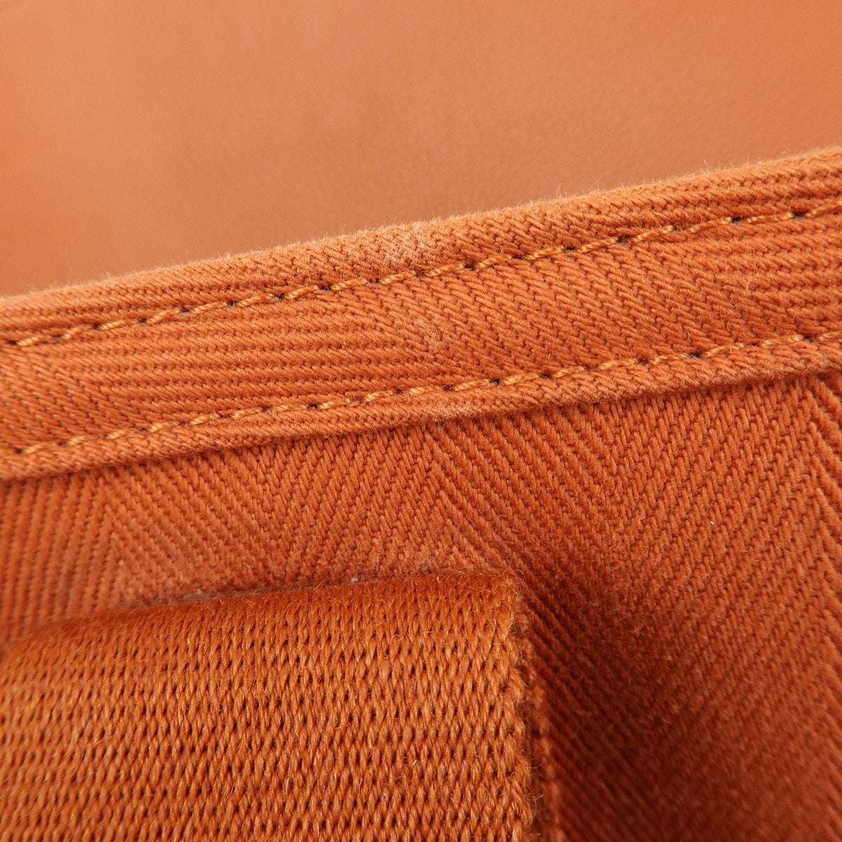 HERMES Valparaiso MM Toile Chevron Leather Tote Bag Hand Bag Orange
