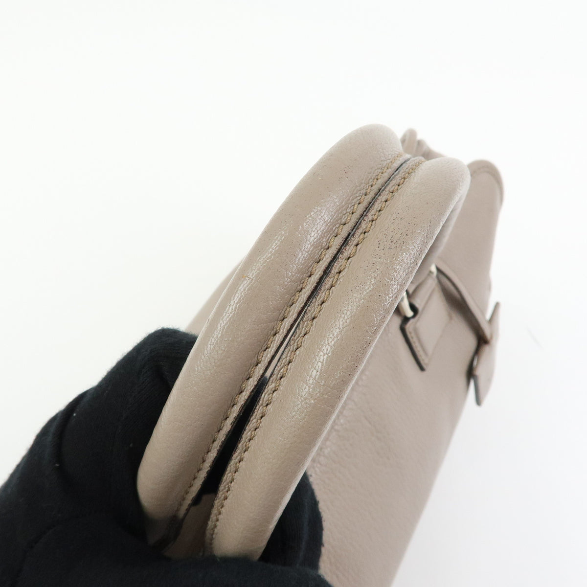 LOEWE Anagram Amazona 36 Leather Hand Bag Boston Bag Greige