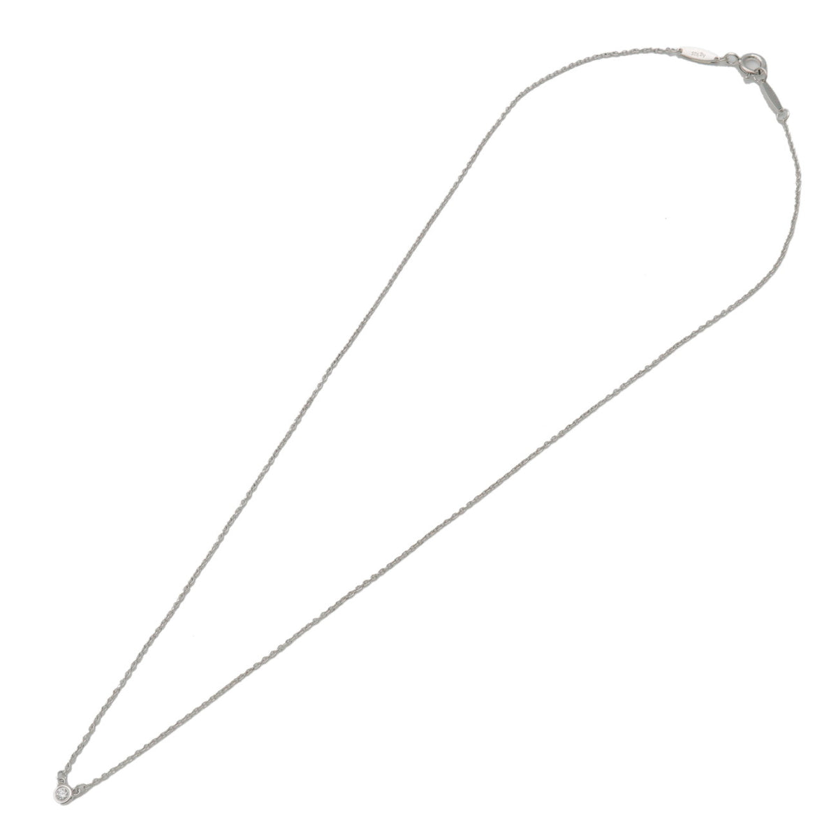Tiffany & Co By The Yard 1P Diamond Necklace SV925 Silver