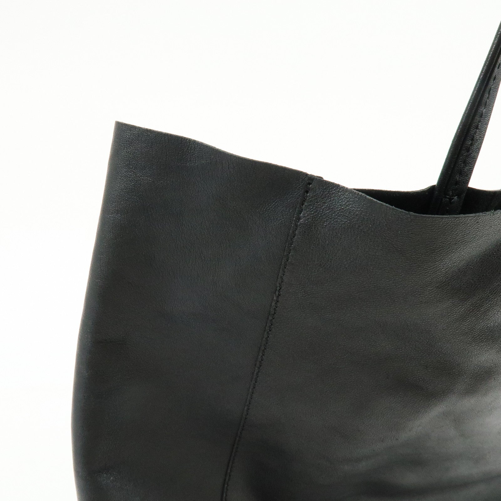 CELINE Horizontal Cabas Leather Tote Bag Hand Bag Black