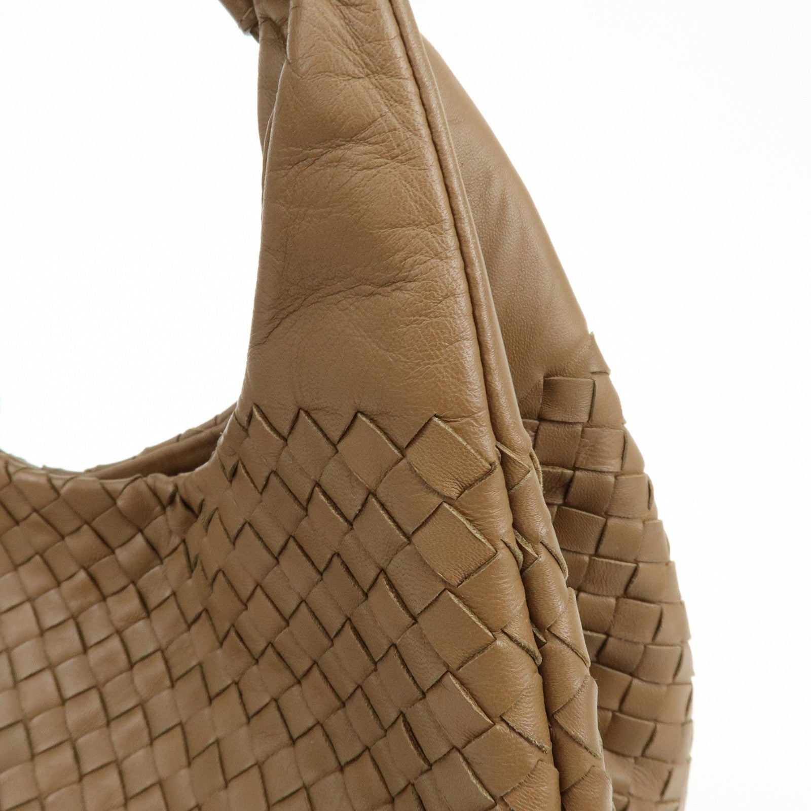 BOTTEGA VENETA Intrecciato Campana Leather Shoulder Bag Brown 125787