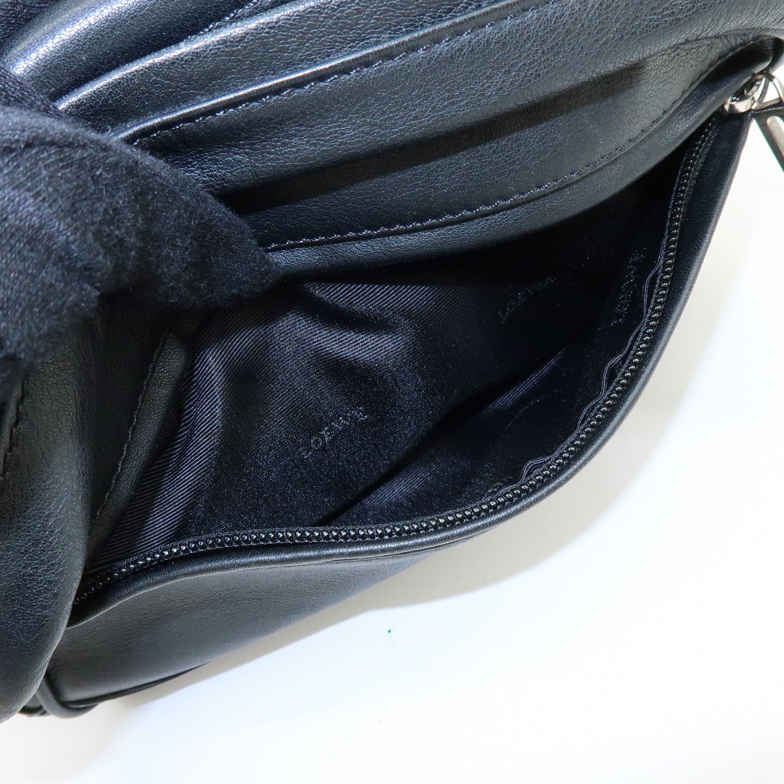 LOEWE Anagram Leather Clutch Bag Pouch Wristlet Bag Black