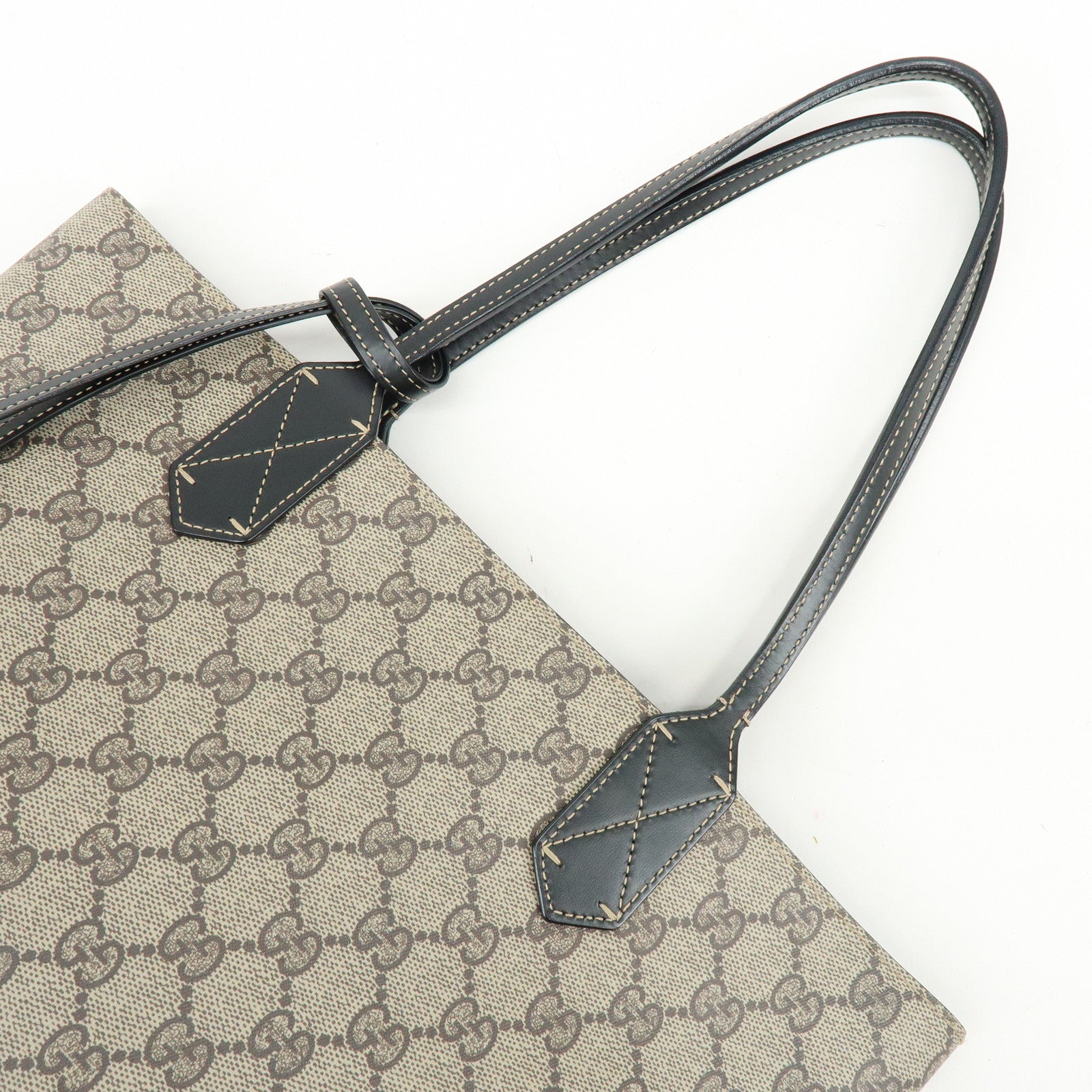 GUCCI GG Supreme Leather Reversible Tote Bag Hand Bag Beige 372618
