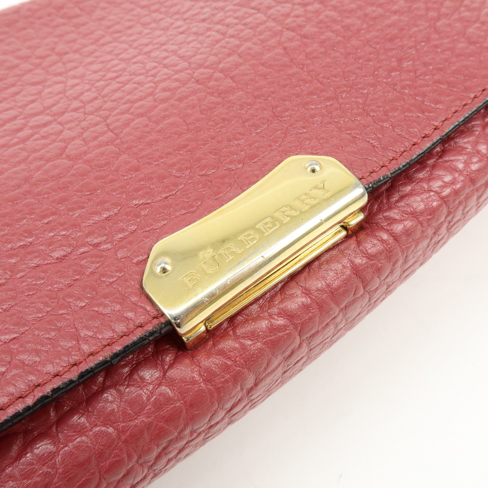 BURBERRY Leather Chain Shoulder Bag Clutch Bag Pink
