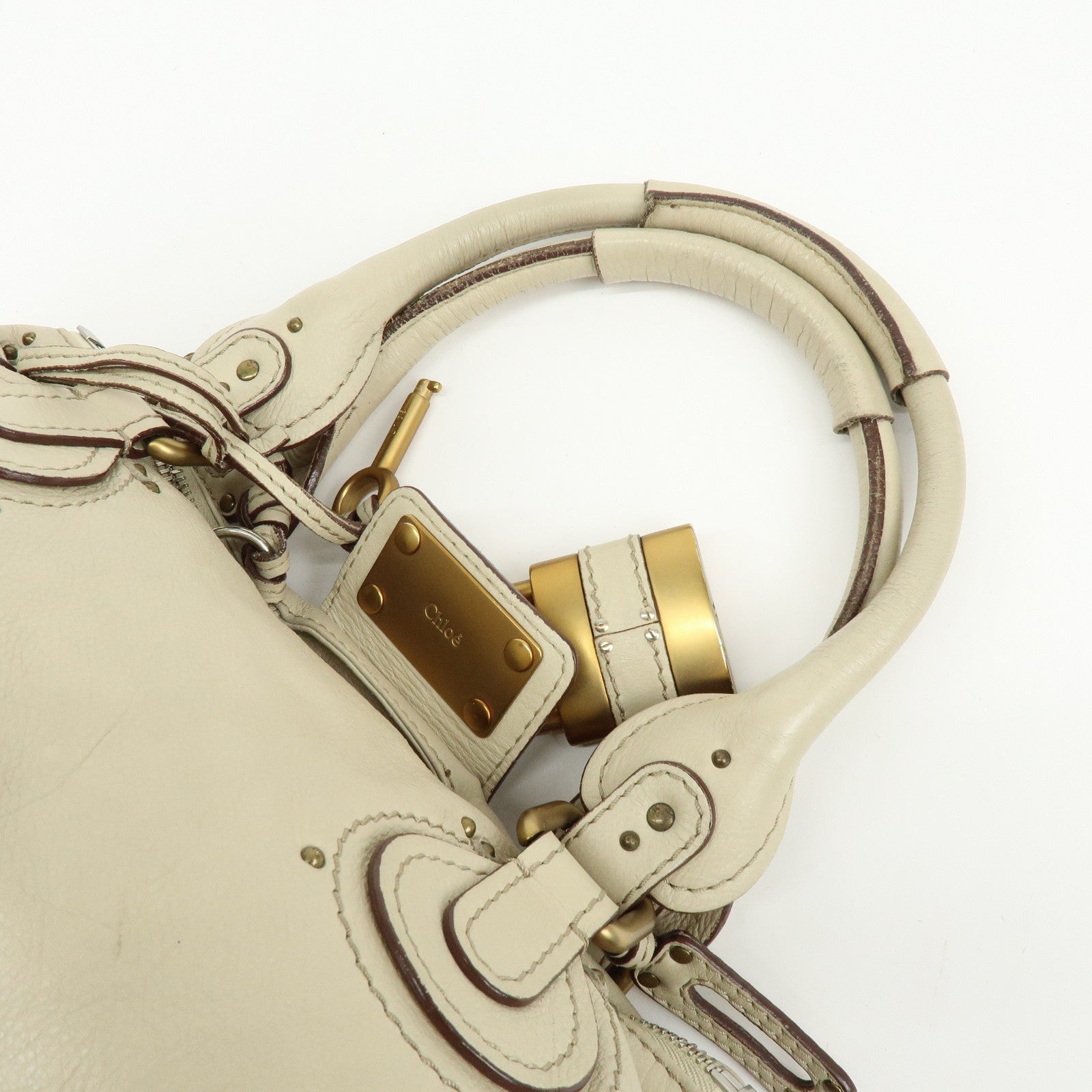 Chloe Paddington Leather Shoulder Bag Hand Bag Ivory