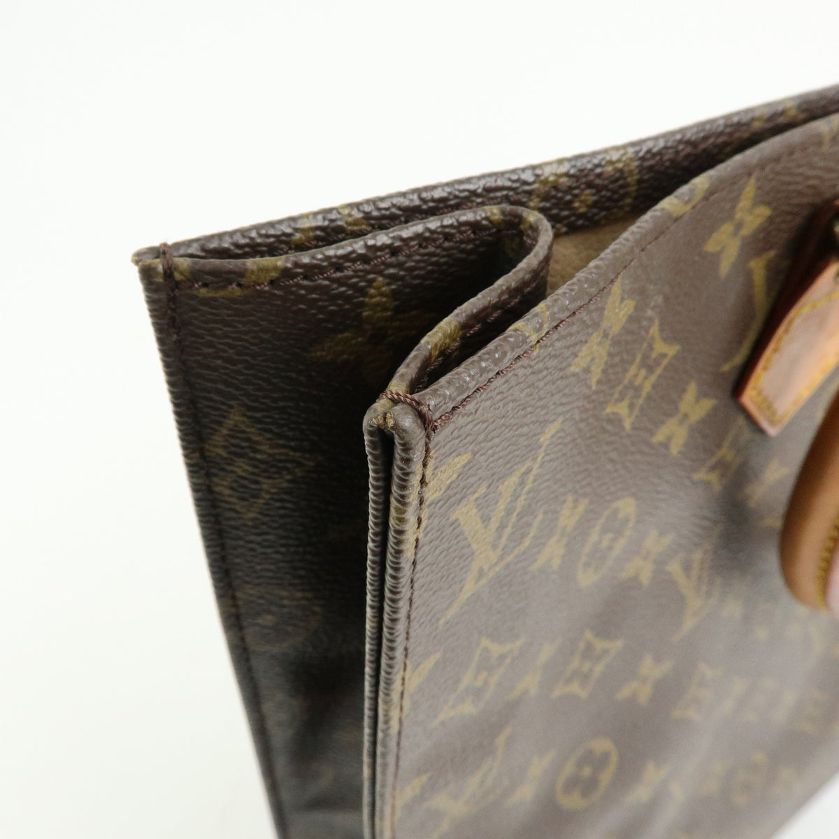 Louis Vuitton Monogram Sac Plat Tote Bag Hand Bag Brown M51140