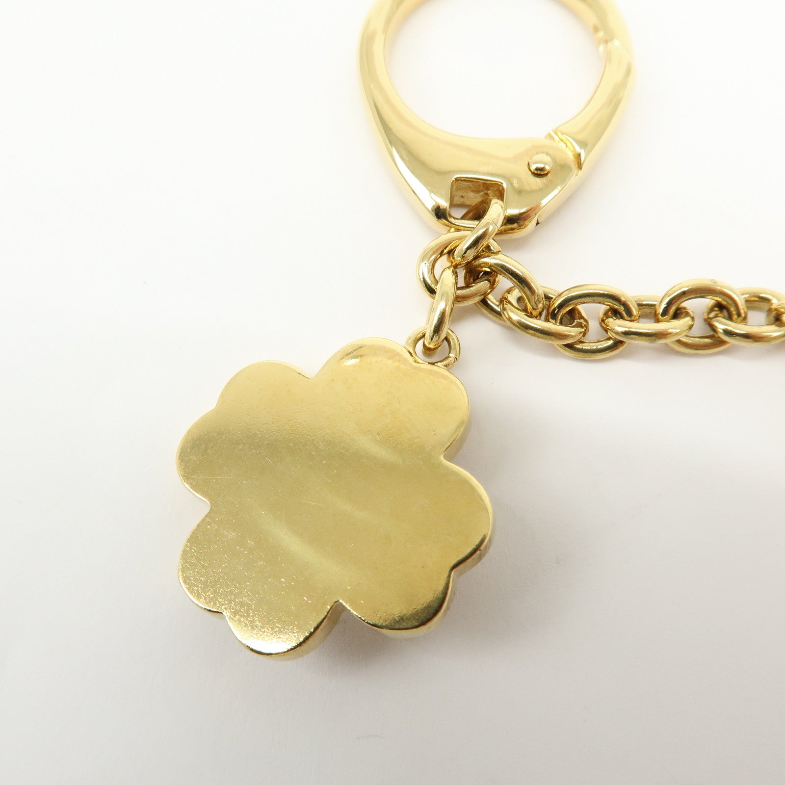 Christian Dior Metal Mother of Pearl Bag Charm Key Holder Clover Star