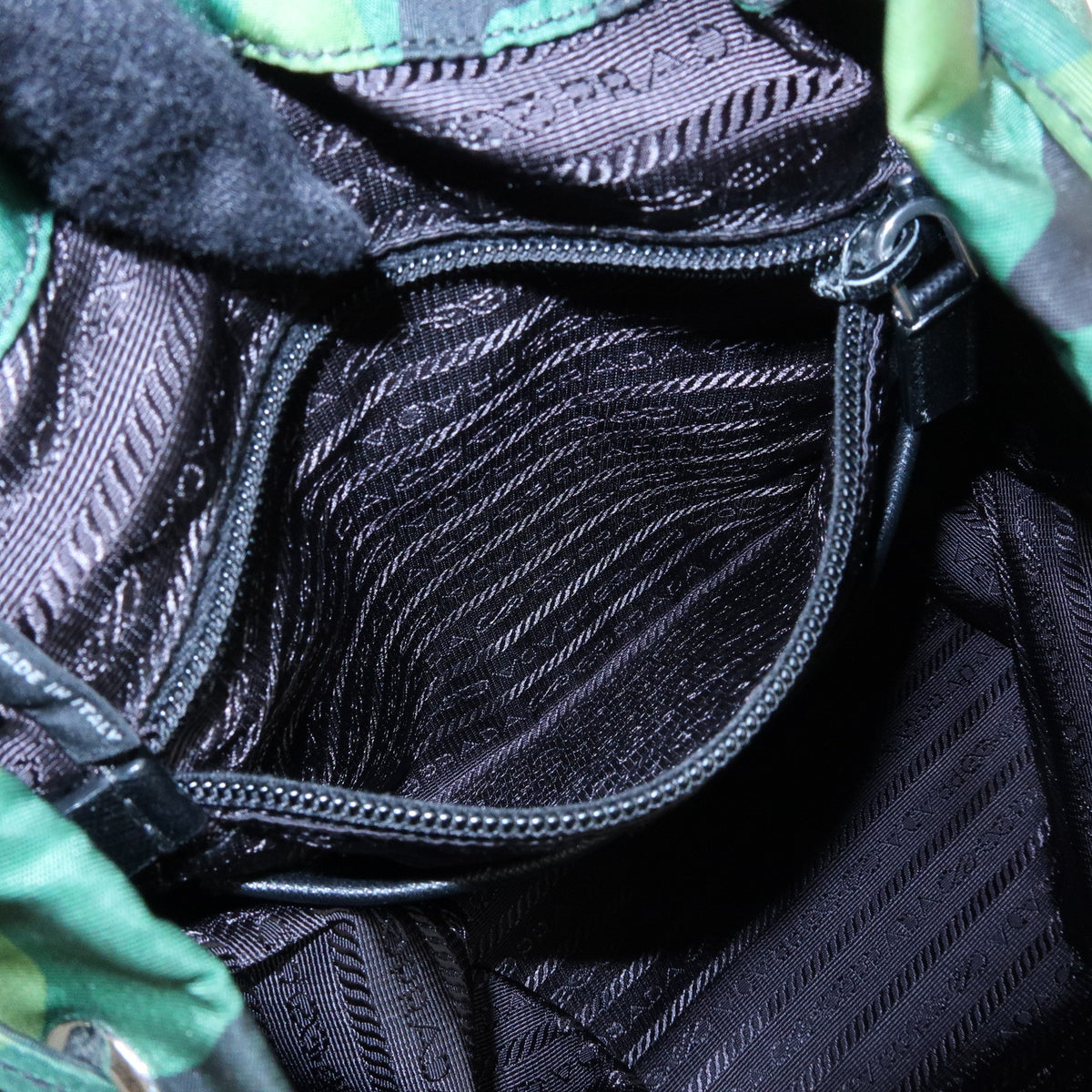 PRADA Triangle Logo Nylon Leather Backpack Rucksack Camouflage BZ0032