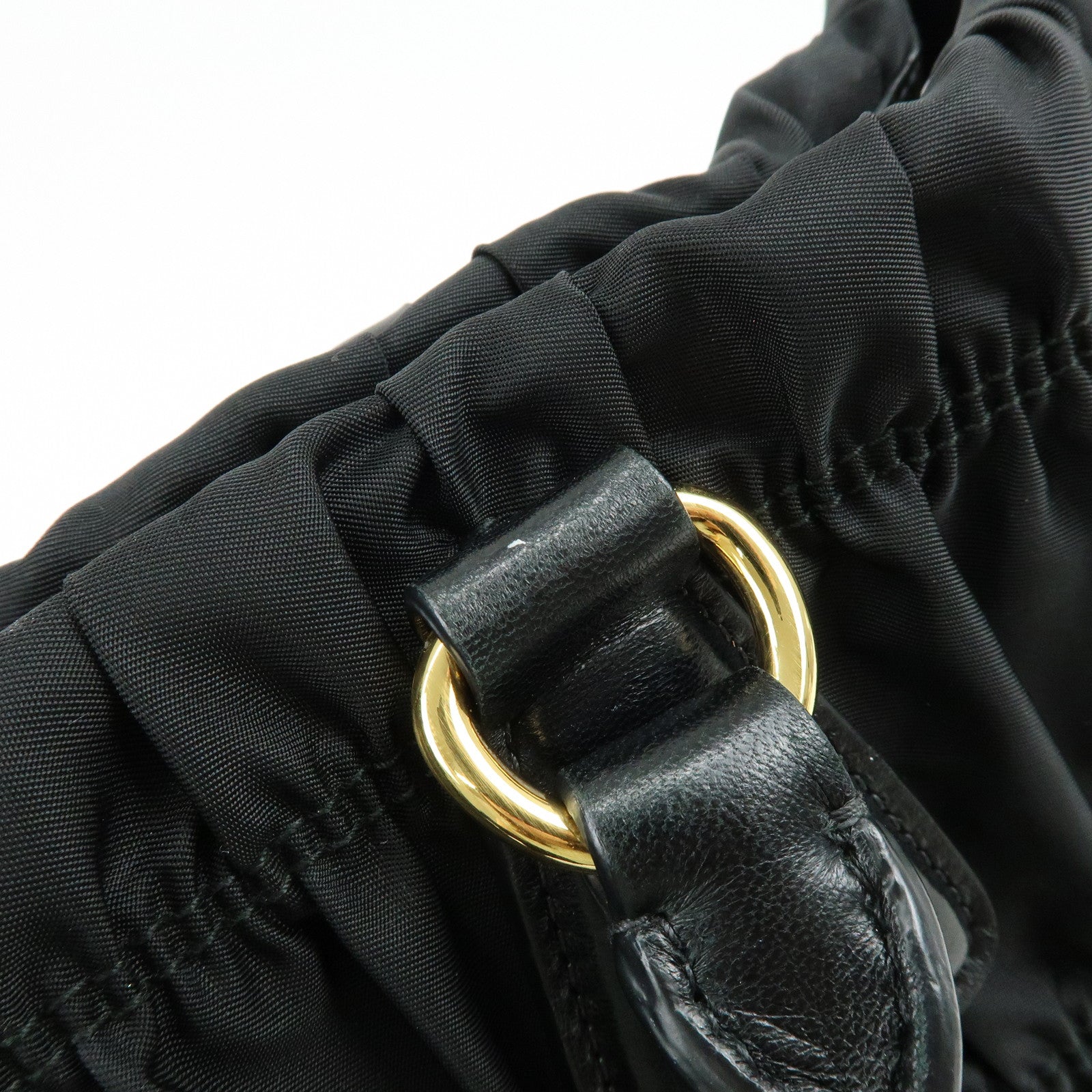 PRADA Tessuto Gaufre Nylon Leather 2Way Bag Hand Bag Black B1788M
